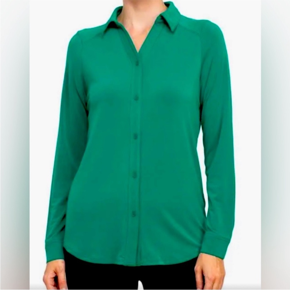Adrianna Papell - Emerald Green Button Down Shirt - NWT SZ Smal
